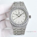 Luxury Copy Audemars Piguet R.O. Diamond Pave 15500 White Dial 8215 Movement